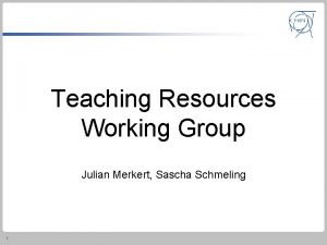 Teaching Resources Working Group Julian Merkert Sascha Schmeling