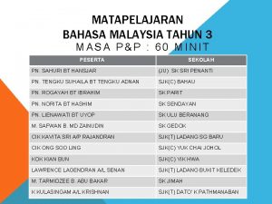 MATAPELAJARAN BAHASA MALAYSIA TAHUN 3 MASA PP 60