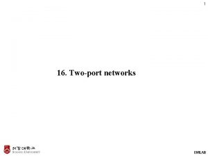 1 16 Twoport networks EMLAB 2 In cases