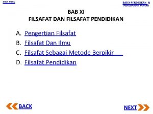 MAIN MENU BAB X PENDIDIKAN PERUBAHAN JAMAN BAB