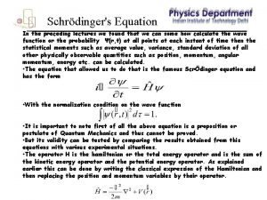 Schrdingers Equation In the preceding lectures we found