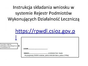 Instrukcja skadania wniosku w systemie Rejestr Podmiotw Wykonujcych