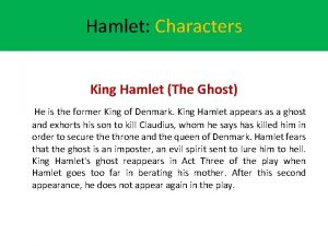 Hamlet Characters King Hamlet The Ghost He is