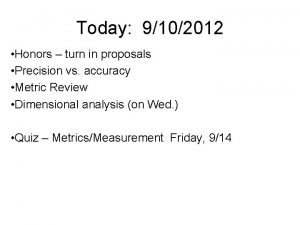 Today 9102012 Honors turn in proposals Precision vs