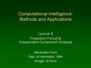 Computational Intelligence Methods and Applications Lecture 8 Projection