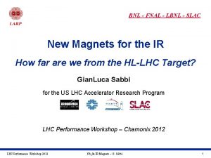 BNL FNAL LBNL SLAC New Magnets for the