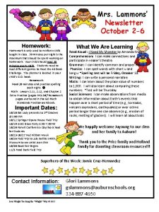 Mrs Lammons Newsletter October 2 6 Homework Homework