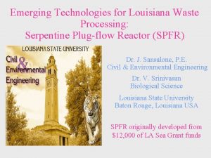 Emerging Technologies for Louisiana Waste Processing Serpentine Plugflow