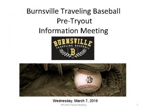 Burnsville Traveling Baseball PreTryout Information Meeting Wednesday March