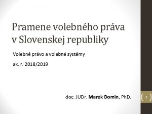 Pramene volebnho prva v Slovenskej republiky Volebn prvo