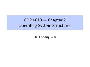 COP 4610 Chapter 2 OperatingSystem Structures Dr Jinpeng
