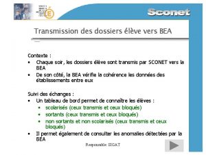 Transmission des dossiers lve vers BEA Contexte Chaque