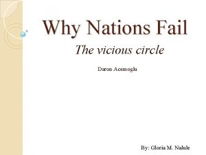 Why Nations Fail The vicious circle Daron Acemoglu