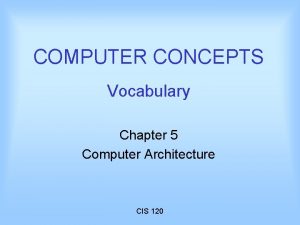 COMPUTER CONCEPTS Vocabulary Chapter 5 Computer Architecture CIS