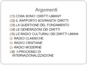 Argomenti 1 COSA SONO I DIRITTI UMANI 2