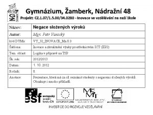 Gymnzium amberk Ndran 48 Projekt CZ 1 071