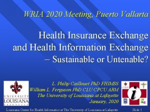 WRIA 2020 Meeting Puerto Vallarta Health Insurance Exchange