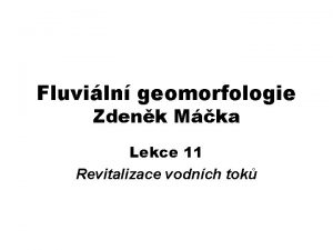 Fluviln geomorfologie Zdenk Mka Lekce 11 Revitalizace vodnch