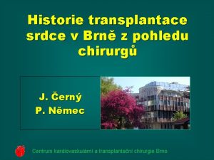 Historie transplantace srdce v Brn z pohledu chirurg