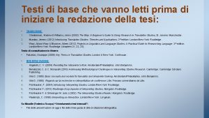 Testi di base che vanno letti prima di