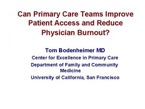 Can Primary Care Teams Improve Patient Access and