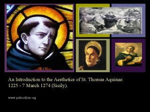 An Introduction to the Aesthetics of St Thomas