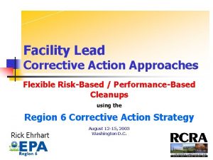 Facility Lead Corrective Action Approaches Flexible RiskBased PerformanceBased