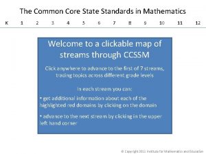 The Common Core State Standards in Mathematics K