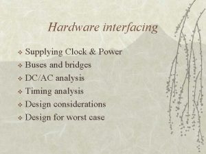 Hardware interfacing Supplying Clock Power v Buses and