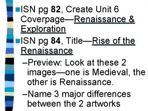n ISN pg 82 Create Unit 6 CoverpageRenaissance