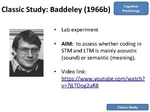 Classic Study Baddeley 1966 b Cognitive Psychology Lab