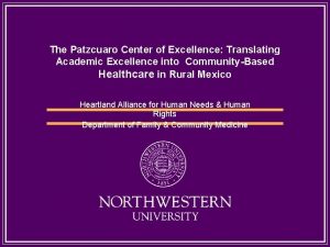 The Patzcuaro Center of Excellence Translating Academic Excellence