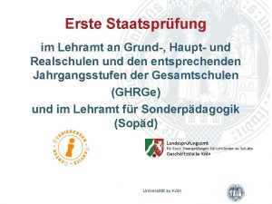 Erste Staatsprfung im Lehramt an Grund Haupt und