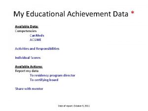 My Educational Achievement Data Available Data Competencies Can
