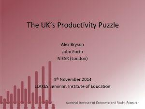 The UKs Productivity Puzzle Alex Bryson John Forth