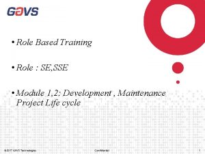 Role Based Training Role SE SSE Module 1