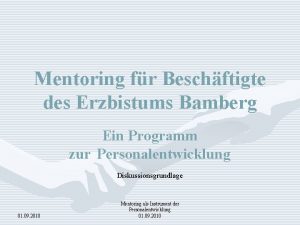 Mentoring fr Beschftigte des Erzbistums Bamberg Ein Programm