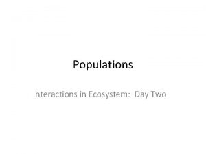 Populations Interactions in Ecosystem Day Two Populations What