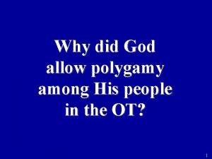 Why did God allow polygamy among His people