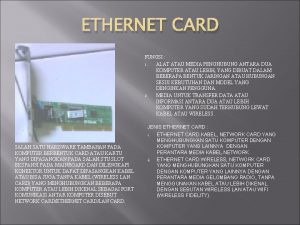 Fungsi ethernet card