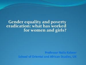 Gender equality and poverty eradication what has worked