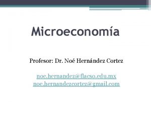 Microeconoma Profesor Dr No Hernndez Cortez noe hernandezflacso