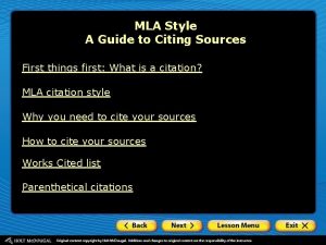 MLA Style A Guide to Citing Sources First