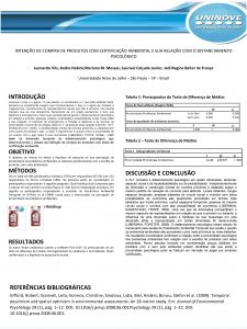 INTENO DE COMPRA DE PRODUTOS COM CERTIFICAO AMBIENTAL