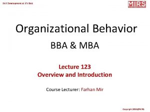 Skill Development at its Best Organizational Behavior BBA