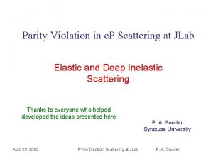 Parity Violation in e P Scattering at JLab
