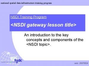 national spatial data infrastructure training program NSDI Training