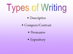 Descriptive CompareContrast Persuasive Expository What Is Expository Writing