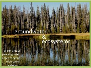 groundwater ecosystems upper deschutes a aldous allison aldous