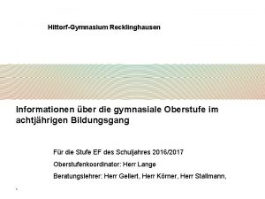 HittorfGymnasium Recklinghausen Informationen ber die gymnasiale Oberstufe im